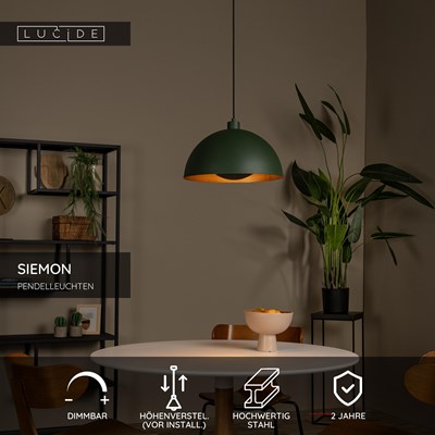 Lucide SIEMON - Pendelleuchten - Ø 40 cm - 1xE27 - Grün